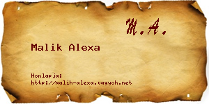 Malik Alexa névjegykártya